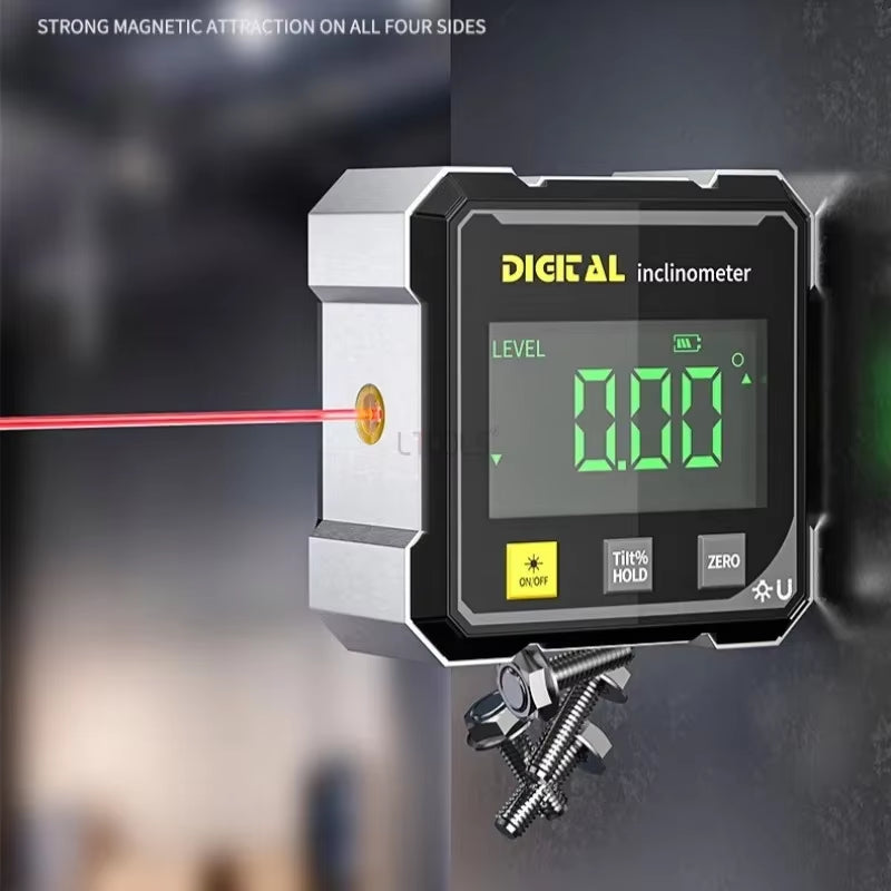 Pocket Digital Level Protractor Inclinometer Professional Digital Display Angle Gauge 360 Degree Magnetic Electronic Level Laser