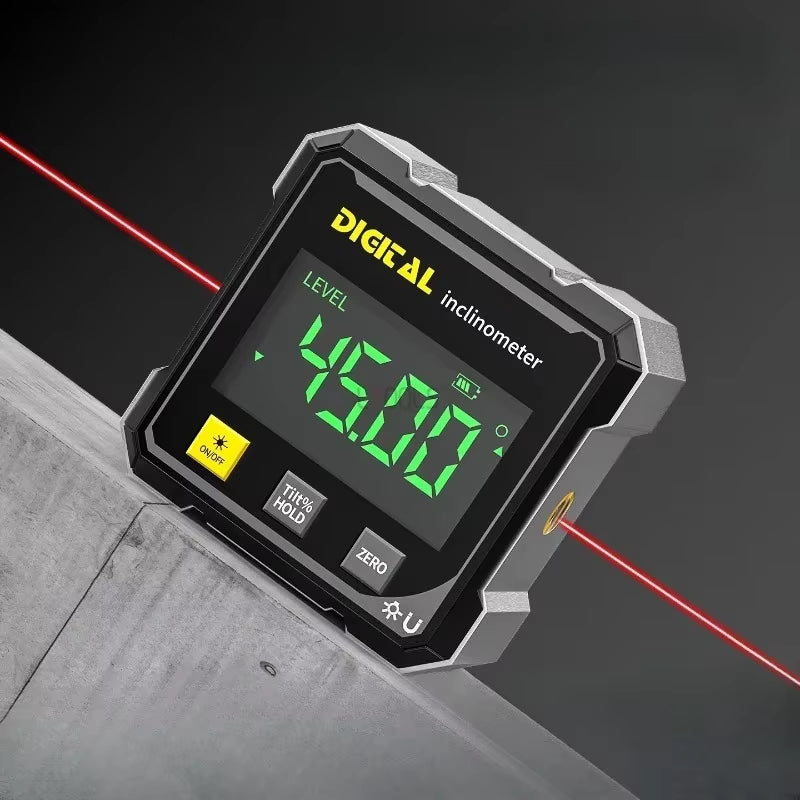 Pocket Digital Level Protractor Inclinometer Professional Digital Display Angle Gauge 360 Degree Magnetic Electronic Level Laser